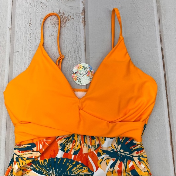 V Neck Push Up One Piece Swimsuit Women Floral Print Sexy Bathing Suit Plunging - Picture 7 of 17